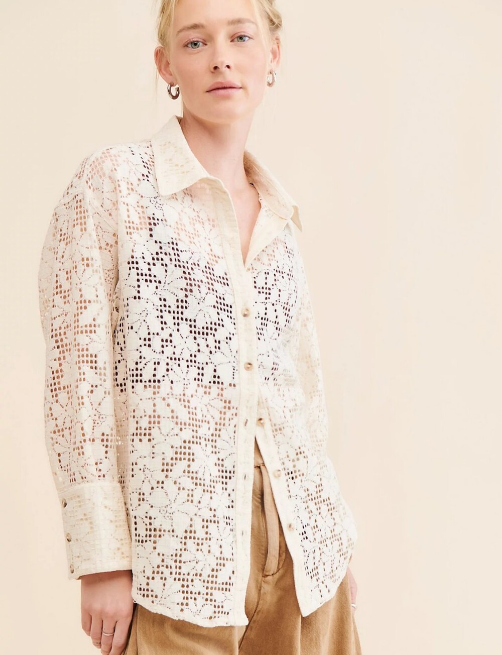 Free People "In Your Dreams" Lace Buttondown